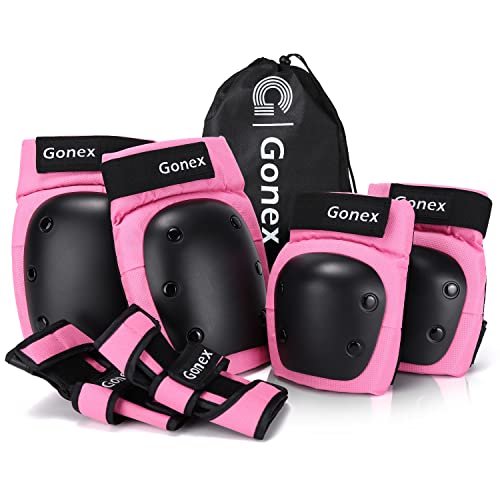 Gonex Roller Skate for Kids L Size with 6 in 1 Protective Gear for Youth/Adult Pink - M Size