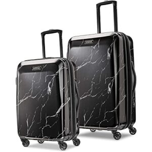 american tourister moonlight hardside expandable luggage with spinner wheels, black marble, 2-piece set (21/24)