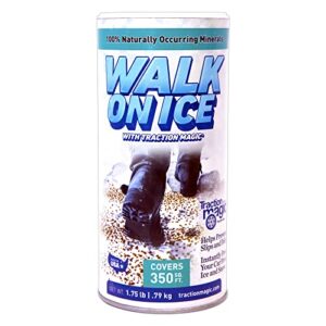 traction magic walk on ice for snow & ice,instant grip,no slips or falls on sidewalks or walkways,free your car,child & pet safe,unique mineral blend for traction,100% salt & chemical free-1.75 lb can