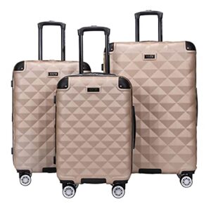 kenneth cole reaction diamond tower collection lightweight hardside expandable 8-wheel spinner travel luggage, rose champagne, 3-piece set (20", 24", & 28")