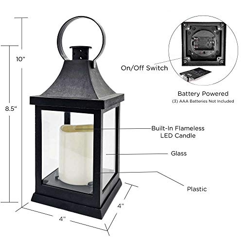 Kate Aspen LED Vintage Decorative Black Shanghai (Set of 2) -Rustic Home Shelf Decor Lantern, One Size
