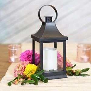 Kate Aspen LED Vintage Decorative Black Shanghai (Set of 2) -Rustic Home Shelf Decor Lantern, One Size