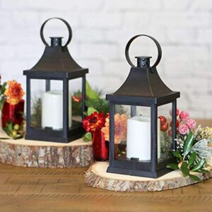 Kate Aspen LED Vintage Decorative Black Shanghai (Set of 2) -Rustic Home Shelf Decor Lantern, One Size