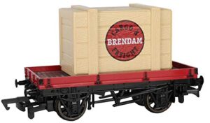bachmann trains - thomas & friends™ 1 plank wagon with brendam cargo & freight crate - ho scale