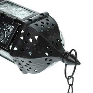 4X Iron Chain Hanging Glass Candlestick Candle Holder Lantern Lamp- Black