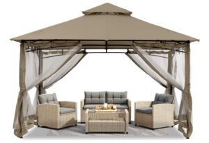 sturdy patio gazebo 10 ft x 12 ft with mosquito netting by abccanopy