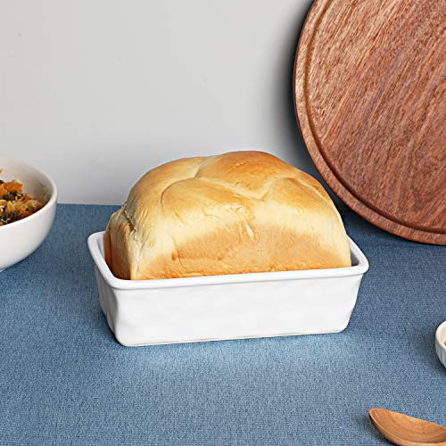 HAOTOP Ceramics Nonstick Baking Bread Loaf Pan, 8.5 x 4.6 Inch (White)