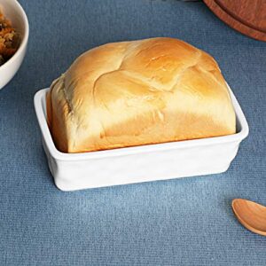 HAOTOP Ceramics Nonstick Baking Bread Loaf Pan, 8.5 x 4.6 Inch (White)