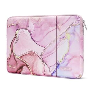mosiso laptop sleeve compatible with macbook air/pro, 13-13.3 inch notebook, compatible with macbook pro 14 inch 2023-2021 a2779 m2 a2442 m1, polyester vertical bag with pocket marble mo-mbh216