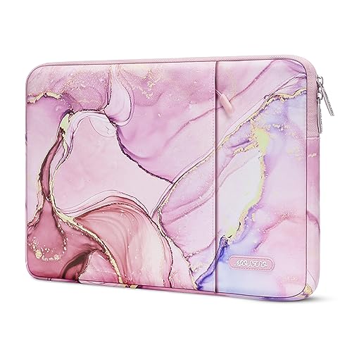 MOSISO Laptop Sleeve Compatible with MacBook Air/Pro, 13-13.3 inch Notebook, Compatible with MacBook Pro 14 inch 2023-2021 A2779 M2 A2442 M1, Polyester Vertical Bag with Pocket Marble MO-MBH216