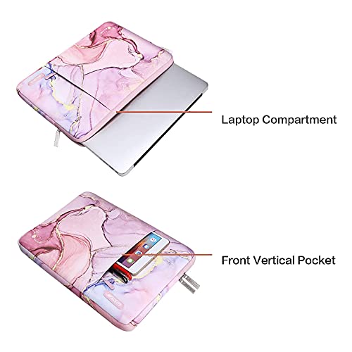 MOSISO Laptop Sleeve Compatible with MacBook Air/Pro, 13-13.3 inch Notebook, Compatible with MacBook Pro 14 inch 2023-2021 A2779 M2 A2442 M1, Polyester Vertical Bag with Pocket Marble MO-MBH216