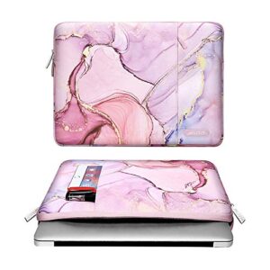 MOSISO Laptop Sleeve Compatible with MacBook Air/Pro, 13-13.3 inch Notebook, Compatible with MacBook Pro 14 inch 2023-2021 A2779 M2 A2442 M1, Polyester Vertical Bag with Pocket Marble MO-MBH216