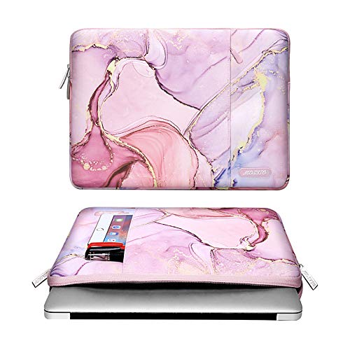 MOSISO Laptop Sleeve Compatible with MacBook Air/Pro, 13-13.3 inch Notebook, Compatible with MacBook Pro 14 inch 2023-2021 A2779 M2 A2442 M1, Polyester Vertical Bag with Pocket Marble MO-MBH216