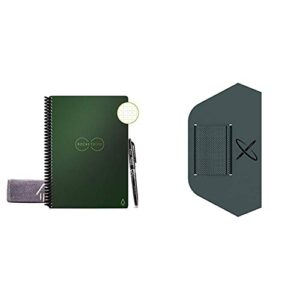 rocketbook smart reusable notebook - dot-grid eco-friendly notebook with 1 pilot frixion pen - terrestrial green cover, letter size (8.5" x 11") & pen/pencil holder (pen station)