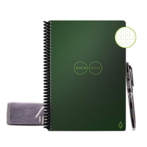 Rocketbook Smart Reusable Notebook - Dot-Grid Eco-Friendly Notebook with 1 Pilot Frixion Pen - Terrestrial Green Cover, Letter Size (8.5" x 11") & Pen/Pencil Holder (Pen Station)