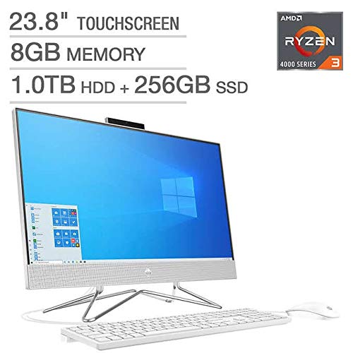 HP 23.8" Touchscreen All-in-One Desktop - AMD Ryzen 3 4300U - 1080p 8GB Memory 1TB Hard Drive Size+256 GBSSD Wired Keyboard and Mouse Microsoft® Windows 10 Home