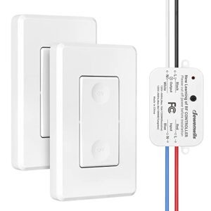 dewenwils 3 way wireless light switch and receiver kit, remote control wall switch for ceiling lights, fans, lamps, no in-wall wiring, no wifi needed, wireless panel switch,100ft rf range