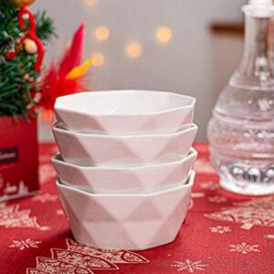 DELLING 22 Oz Geometric Cereal Bowls, White Soup Bowls Dessert/Snack Bowls Set for Rice Pasta Salad Oatmeal, Microwave/Dishwasher/Oven Safe Set of 6