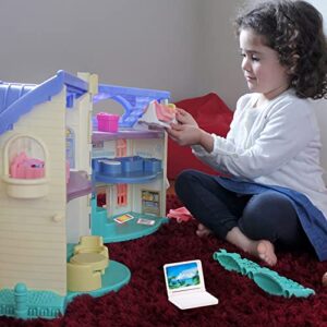 Haomian 5 Pcs/Set Dollhouse Mini Laptops/Phone,Scene Miniatures Computers Mobiles Phones Simulation Mini Toy Craft for Doll House Decoration,1:12 Scale Dolls House Furniture Doll Accessories