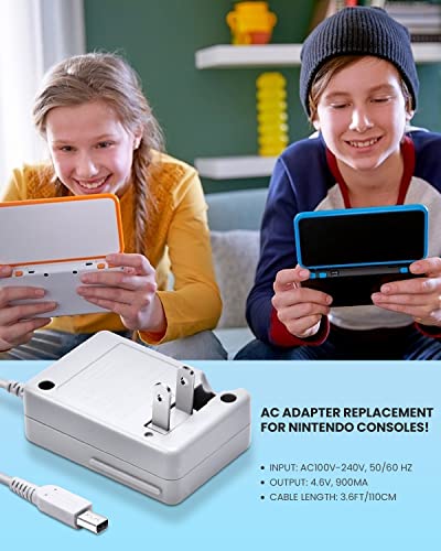 VOYEE 3DS Charger Compatible with Nintendo 3DS/ DSi/DSi XL/ 2DS/ 2DS XL/New 3DS XL 100-240V Wall Plug Adapter