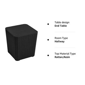 YITAHOME Outdoor Coffee Table with Extra Storage 11.5 Gallon Resin Rattan Side Table for Patio Decor,Cushions(Black)