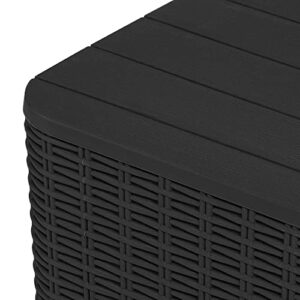 YITAHOME Outdoor Coffee Table with Extra Storage 11.5 Gallon Resin Rattan Side Table for Patio Decor,Cushions(Black)