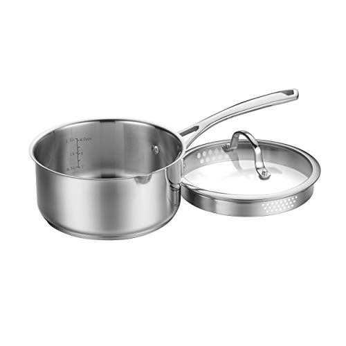 Cuisinart 9519-18P Forever Stainless Collection Pour Saucepan with Straining Cover, 2 Qt, Stainless Steel