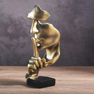 aboxoo Thinker Statue, Silence is Gold Abstract Art Figurine, Modern Home Resin Sculptures Decorative Objects Piano Desktop Decor for Creative Room Home, Office Study (Gold)