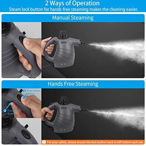 Handheld Steam Cleaner, Steamer for Cleaning, with Steam Lock Button for Hands-free Steaming, 12 in 1 Set Car Steamer for Furniture, Auto Detailing, Home, Kitchen, Bathroom, Upholstery