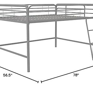 DHP Jett Junior Full Metal Loft Bed, Silver