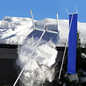 goplus snow roof rake, aluminum snow removal tool w/ extendable handle and sturdy snow slide for removing snow, wet leaves