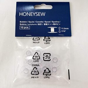 HONEYSEW SA156 Bobbins for Brother XM2701 CS6000i CS7000i GX37 XR3774 CS5055PRW XR9550PRW HC1850 CS8800PRW PE800 SE600 NQ1600E Quilting Embroidery Sewing Machine etc. Plastic Class 15 Bobbin-10pcs