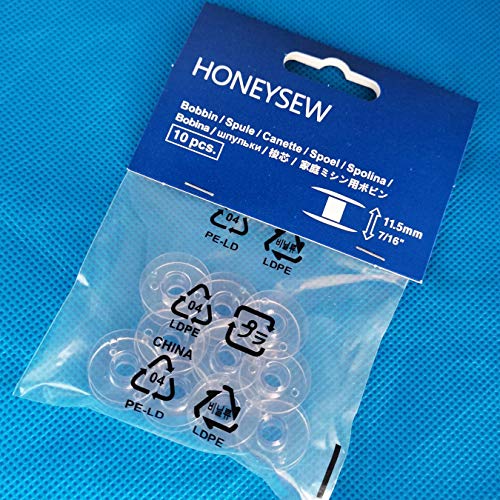 HONEYSEW SA156 Bobbins for Brother XM2701 CS6000i CS7000i GX37 XR3774 CS5055PRW XR9550PRW HC1850 CS8800PRW PE800 SE600 NQ1600E Quilting Embroidery Sewing Machine etc. Plastic Class 15 Bobbin-10pcs