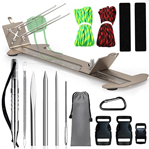 WILDAIR Paracord Bracelet Jig Kit with Knotters Tool Marlin Spike Paracord FID Set Lacing Needles/Fids for Paracord Work Paracord Tool Kit Adjustable Length 4" to 13" Paracord Jig Bracelet Maker