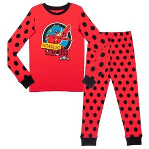 miraculous ladybug little girls breathable pullover pajama shirt & pajamas pants red 6x