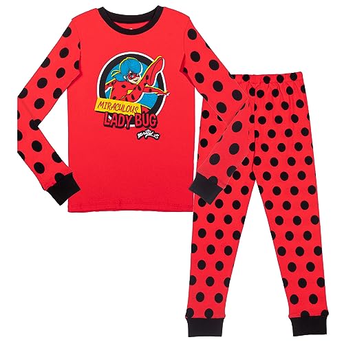 Miraculous Ladybug Little Girls Breathable Pullover Pajama Shirt & Pajamas Pants Red 6X