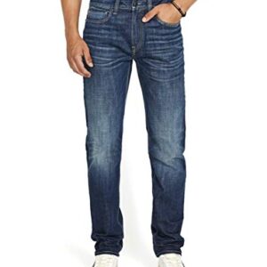 Buffalo David Bitton mens Buffalo David Bitton Ben Relaxed Tapered Denim Jeans, Dark Blue Sanded Indigo, 34W x 32L US