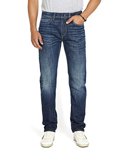 Buffalo David Bitton mens Buffalo David Bitton Ben Relaxed Tapered Denim Jeans, Dark Blue Sanded Indigo, 34W x 32L US