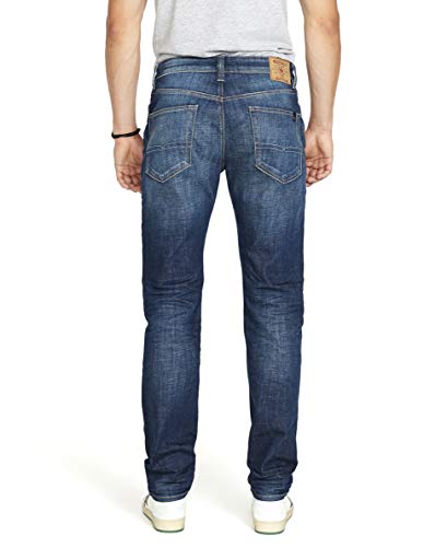 Buffalo David Bitton mens Buffalo David Bitton Ben Relaxed Tapered Denim Jeans, Dark Blue Sanded Indigo, 34W x 32L US