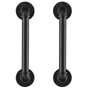 licperron barn door handle, black rustic sliding door handles for sliding door, interior door, garage, towel, 2 pack, 12 inch