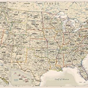 2 Pack - USA Map for Kids [Illustrated] + Antique Style United States of America Map (Laminated, 18" x 29")