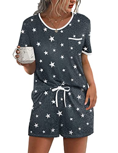 Ekouaer Pj Shorts for Women Pajamas Short Sleeve Tee and Shorts Lounging Sleepwear