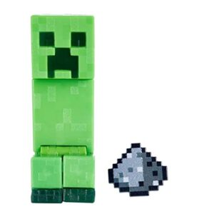 mattel minecraft creeper 3.25" scale scale video game authentic action figure with accessory and craft-a-block