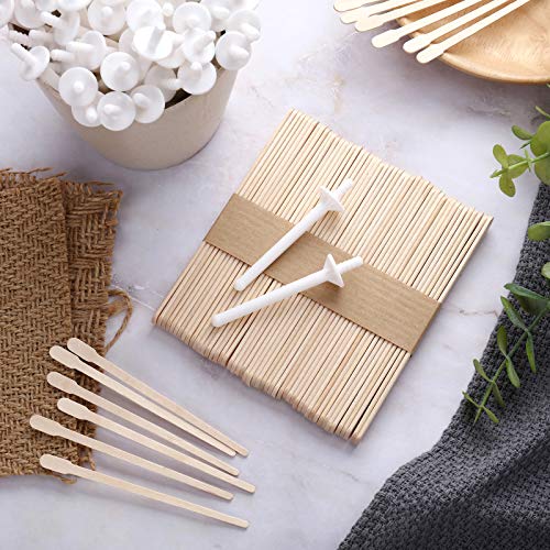 250 Pieces Wax Applicator Sticks Wood Craft Sticks for Hair Removal Eyebrow Wood Spatulas Applicator Large Small Wooden Waxing Sticks and 50 Pieces Nose Wax Applicators Sticks for Nose Hair Removal