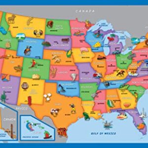 2 Pack - USA Map for Kids [Illustrated] + United States of America Map [Blue Ocean] (Laminated, 18" x 29")