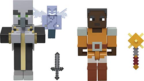 Minecraft Dungeons 3.25" Figures 2-Pk Battle Figures, Great for Playing, Trading, and Collecting, Action and Battle Toy for Boys and Girls Age 6 and Older