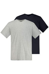 jp 1880 menswear big & tall plus size l-8xl 2 pack of essential v-neck tees light gray melange xxx-large 711318134