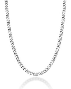miabella solid 925 sterling silver italian 2.3mm diamond cut cuban link curb chain necklace for women men, made in italy (length 18 inches (women's average length))