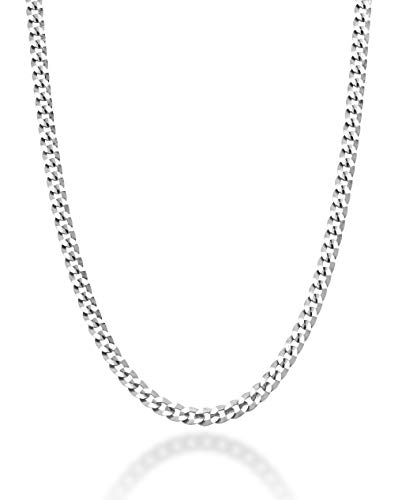 Miabella Solid 925 Sterling Silver Italian 2.3mm Diamond Cut Cuban Link Curb Chain Necklace for Women Men, Made in Italy (Length 18 Inches (women's average length))