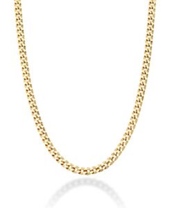 miabella solid 18k gold over 925 sterling silver italian 2.3mm diamond cut cuban link curb chain necklace for women men, made in italy (length 18 inches (women's average length))